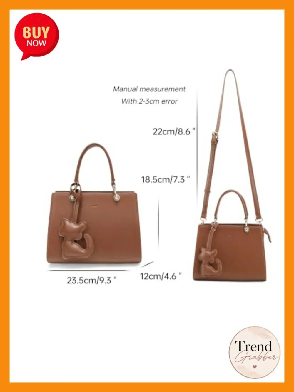 Crossbody Bags Top Handle Satchel Purse Vegan Leather Cat Pendant